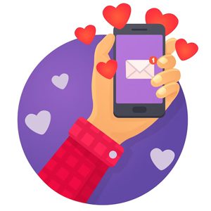 کسی که عاشق شروع جذاب در نمونه پیامک تبلیغاتی شده است.