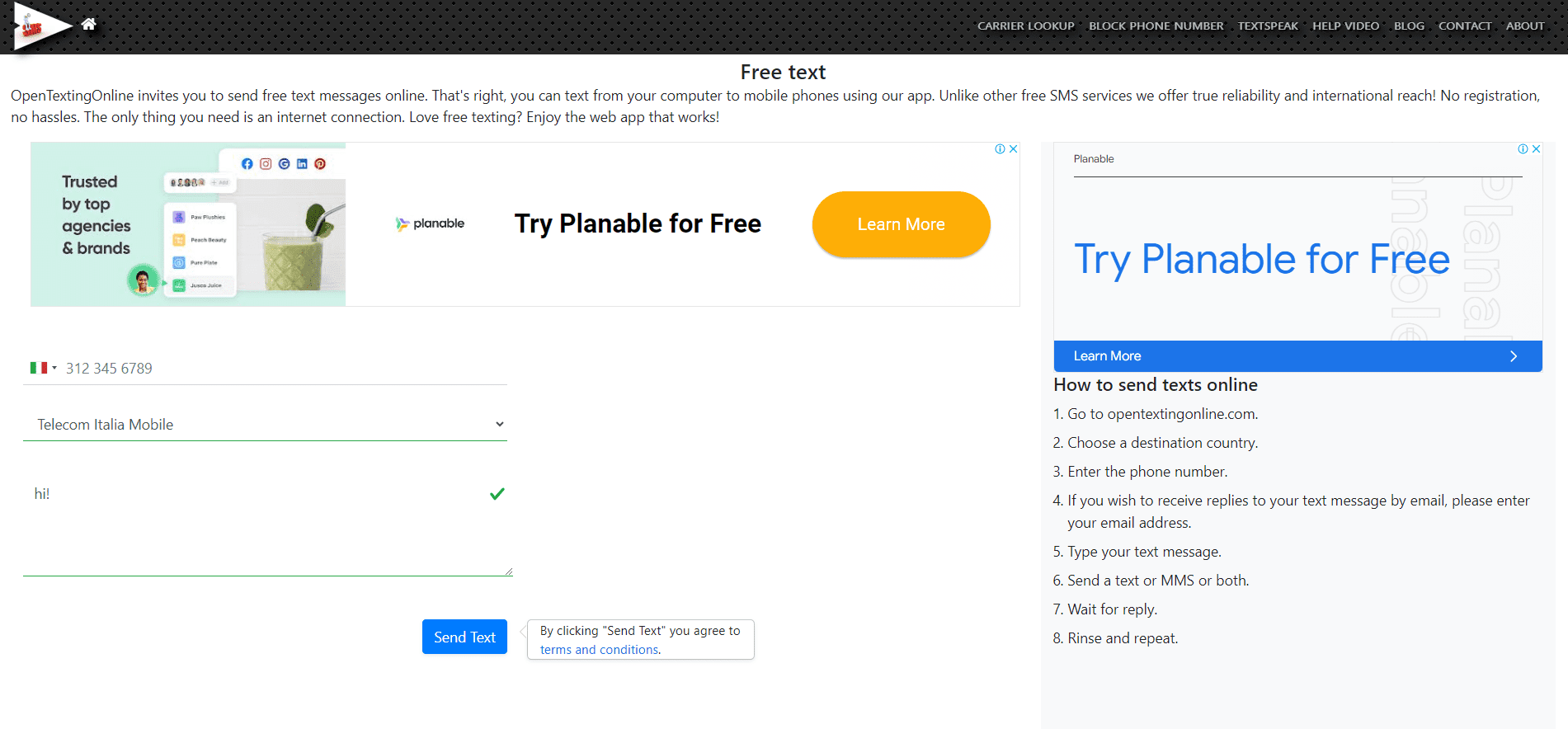 وبسایت ارسال پیامک رایگان OpenTеxtingOnlinе