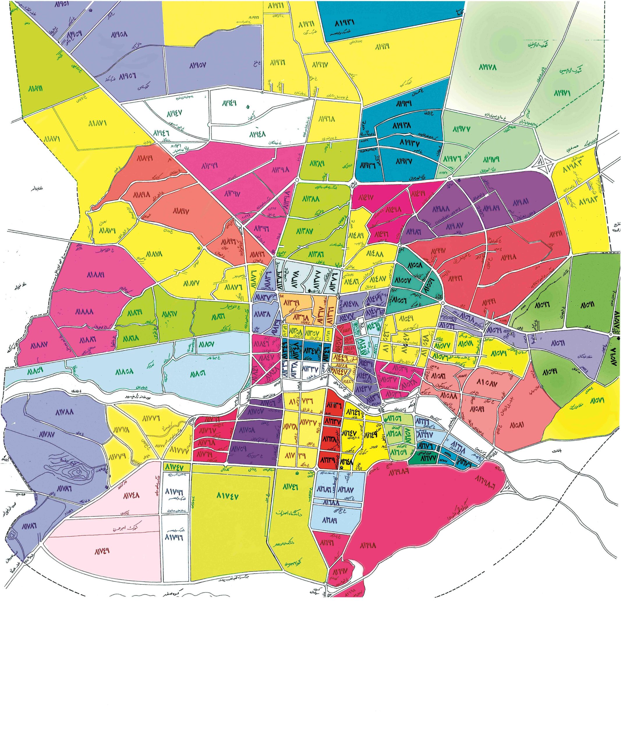 نقشه کد پستی اصفهان