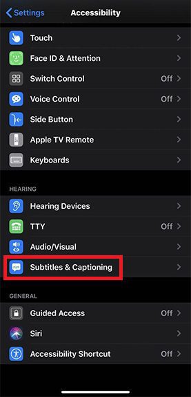 تنظیمات فعال سازی زیرنویس در ios
