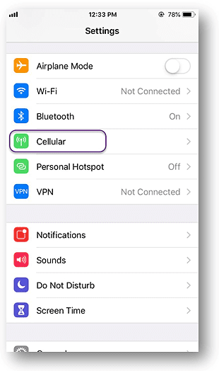 اینترنت همراه رایتل در سیستم عامل ios (نسخه ۱۲)