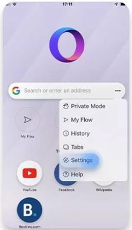 پاک کردن کش اپرا در ios